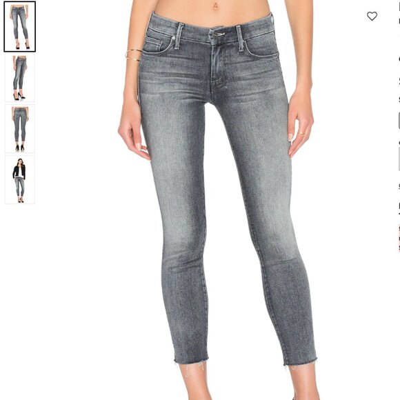 MOTHER the looker ankle fray gray skinny jeans in Huntress wash 24 - Picture 1 of 10